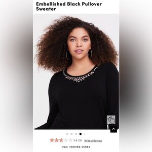 Torrid Embellished Black Pullover Sweater